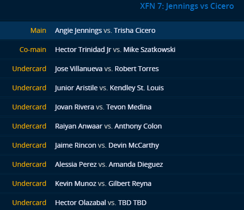 XFN 7 fight card