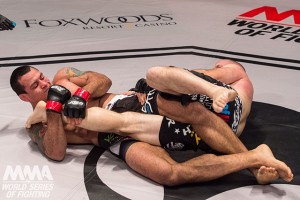 Vinny Magalhaes applies a kneebar to Matt Hamill at WSOF 24.