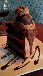 6 layer chocolate cake with chocolate ganache